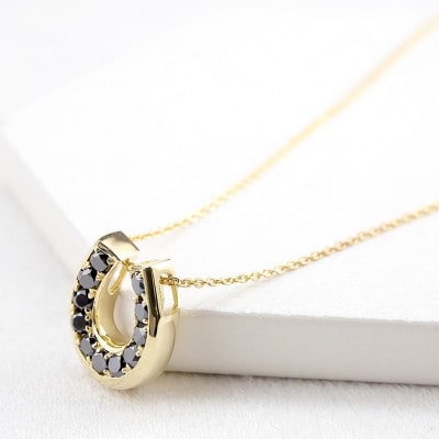 18金 ネックレス 馬蹄 ブラックダイヤモンド 1.0ct ホースシュー 230227102bkym