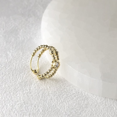 18金 イヤーカフ リング 5号 ダイヤ 0.1ct 片耳 イヤリング 2409064