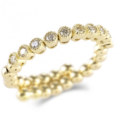 18金フリーサイズリング ダイヤ 0.2ct 形状記憶 240828hy202