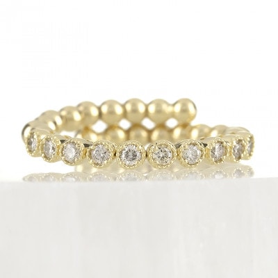 18金フリーサイズリング ダイヤ 0.2ct 形状記憶 240828hy202
