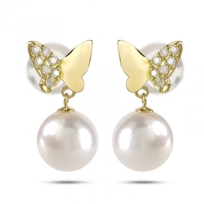 18金 ピアス 蝶 アコヤ真珠 ペア 240709tp201