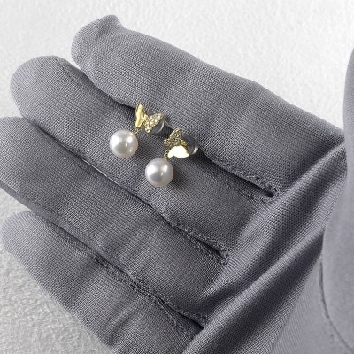 18金 ピアス 蝶 アコヤ真珠 ペア 240709tp201