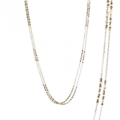 18金 ロングネックレス チェーン 70cm 2連 ミラーボール 241225an400yn