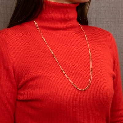 18金 ロングネックレス チェーン 70cm 2連 ミラーボール 241225an400yn