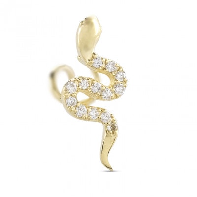 蛇 18金 ピアス(片耳) ダイヤモンド キャッチのいらないピアス 250326tp400yu