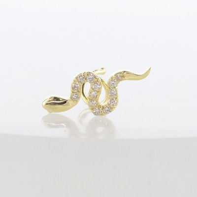 蛇 18金 ピアス(片耳) ダイヤモンド キャッチのいらないピアス 250326tp400yu