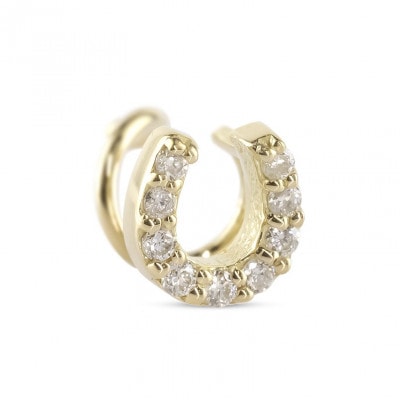 18金馬蹄ダイヤモンドピアス片耳用 イエローゴールド キャッチナッシャー250612201dyu