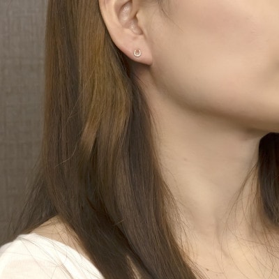 18金馬蹄ダイヤモンドピアス片耳用 イエローゴールド キャッチナッシャー250612201dyu