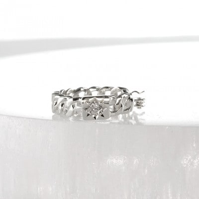 プラチナフープダイヤモンドピアス(喜平) 後光留め 片耳用 240625201pu