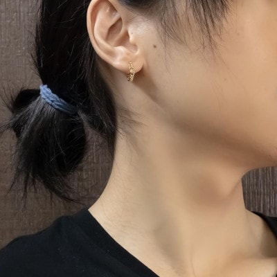 18金フープダイヤモンドピアス(喜平イエローゴールド) 後光留め  片耳用240625201yu