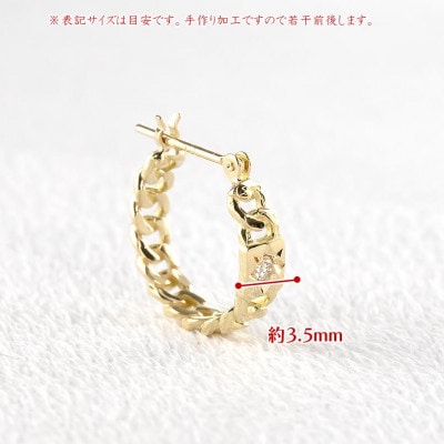 18金フープダイヤモンドピアス(喜平イエローゴールド) 後光留め  片耳用240625201yu
