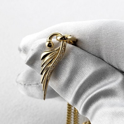 18金 羽根 ダイヤモンドペンダントトップ 喜平用 ネックレス190523100dym-e