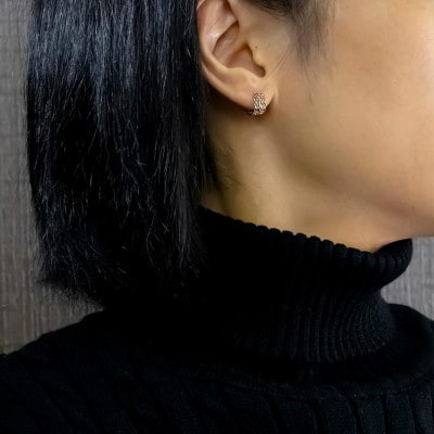 2連喜平フープピアス(幅広) 18金 プラチナ レディース 片耳用 251001201