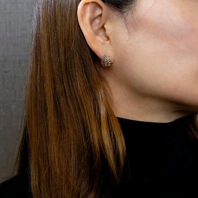 2連喜平フープピアス(幅広) 18金 プラチナ レディース 片耳用 251001201