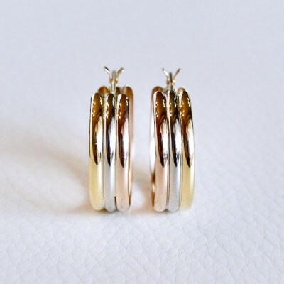 Pt900/K18YG/PG 地金フープピアス(直径20mm)保証書付 KO-0030
