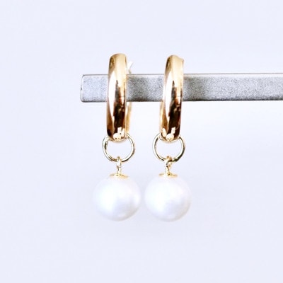 K18 ゴールド 2WAY 真珠 パール フープピアス (直径10mm) 保証書付 SMK-5249