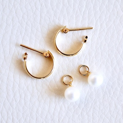 K18 ゴールド 2WAY 真珠 パール フープピアス (直径10mm) 保証書付 SMK-5249