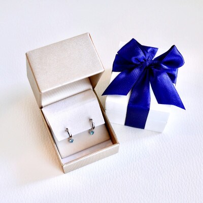 Pt900 プラチナ 2WAY ブルートパーズ フープピアス(直径10mm)保証書付SMK-5249