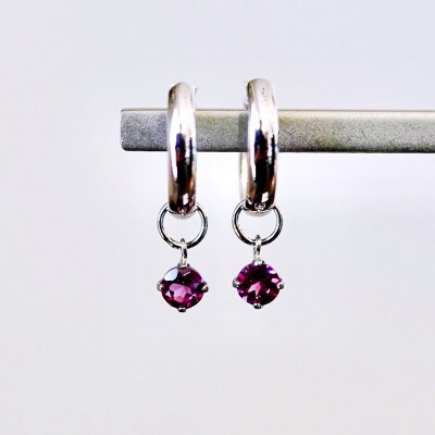 Pt900プラチナ 2WAY ロードライトガーネット ピアス(直径10mm)保証書付SMK-5249