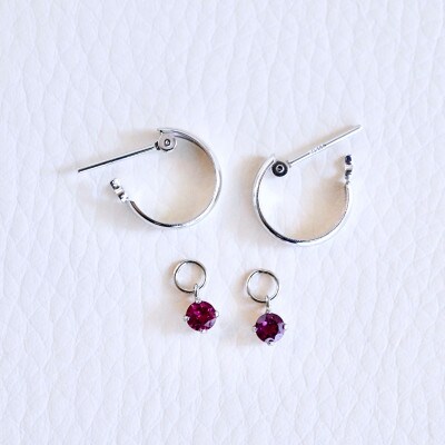 Pt900プラチナ 2WAY ロードライトガーネット ピアス(直径10mm)保証書付SMK-5249