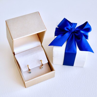 K18(18金) 2WAY ブルートパーズ フープピアス(直径10mm) 保証書付 SMK-5249