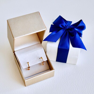 K18(18金) 2WAY 地金 シトリン フープピアス(直径10mm) 保証書付 SMK-5249