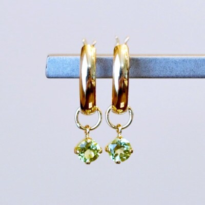 K18(18金) 2WAY ペリドット フープ ピアス(直径10mm) 保証書付 SMK-5249