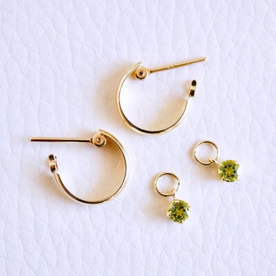 K18(18金) 2WAY ペリドット フープ ピアス(直径10mm) 保証書付 SMK-5249