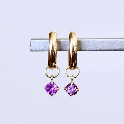 K18(18金) 2WAY ロードライトガーネット ピアス(直径10mm)保証書付 SMK-5249