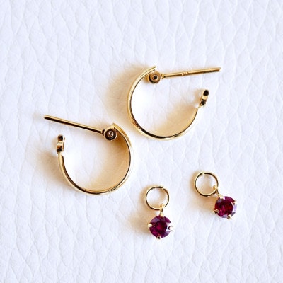 K18(18金) 2WAY ロードライトガーネット ピアス(直径10mm)保証書付 SMK-5249