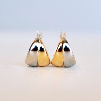 K18(18金) Pt900 ゴールド プラチナ 地金 コンビ ピアス 保証書付 KO-0074