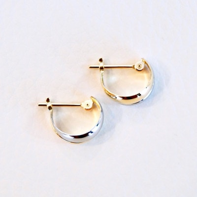 K18(18金) Pt900 ゴールド プラチナ 地金 コンビ ピアス 保証書付 KO-0074