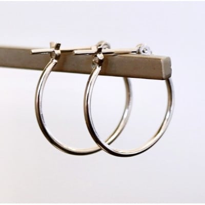 Pt900 プラチナ 地金 パイプ フープ 定番 ピアス(直径15mm) 保証書付 KO-0075