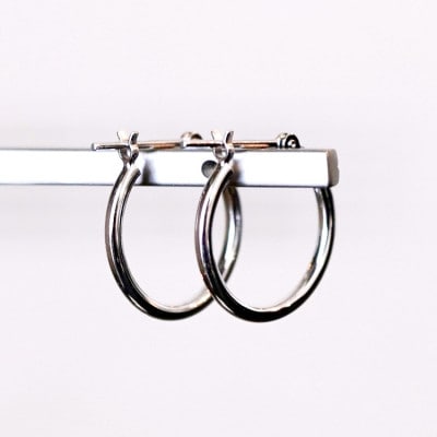 Pt900 プラチナ 地金 パイプ フープ 定番 ピアス(直径15mm) 保証書付 KO-0076