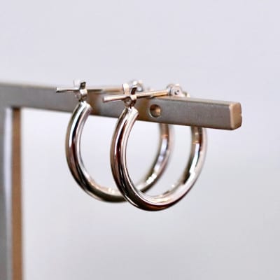 Pt900 プラチナ 地金 パイプ フープ 定番 ピアス(直径15mm)保証書付 KO-0077