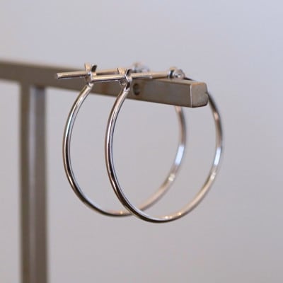 Pt900 プラチナ 地金 パイプ フープ 定番 ピアス(直径20mm) 保証書付 KO-0078