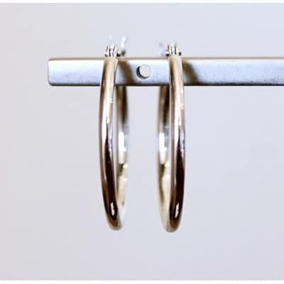 K14WG ホワイトゴールド 地金 フープ 定番 ピアス(直径20mm)保証書付 KO-0079