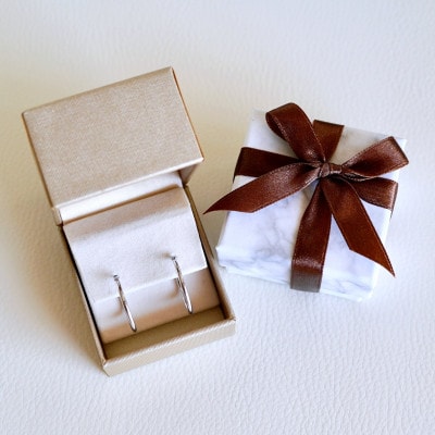 K14WG ホワイトゴールド 地金 フープ 定番 ピアス(直径20mm)保証書付 KO-0079