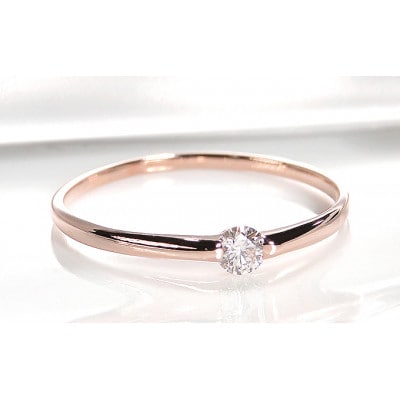 【0.1ct】K18PG ダイヤモンド一粒リング 7号 【0.1ct】K18PG ダイヤモンド一粒リング 7号