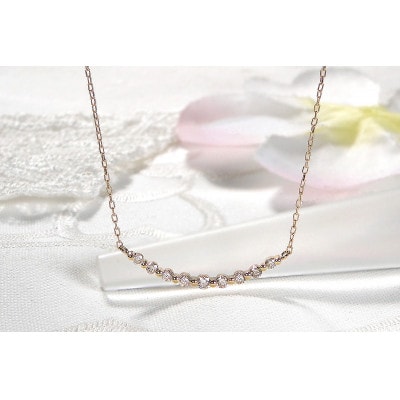 【0.2ct】K18YG ダイヤモンド ラインネックレス