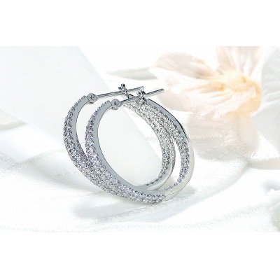 【1.0ct】K18WG ダイヤモンドエタニティフープピアス【20mm】
