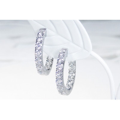 【2.0ct】K18WG ダイヤモンド中折れフープピアス【20mm】