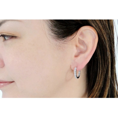 【2.0ct】K18WG ダイヤモンド中折れフープピアス【20mm】