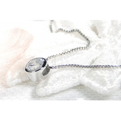 【0.2ct】pt900 Hカラー フクリン留め 一粒 ダイヤモンド ネックレス