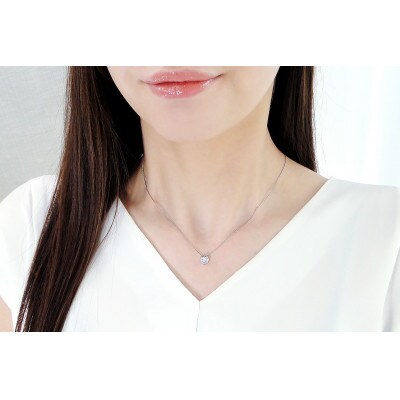 【0.30ct】Pt900 馬蹄モチーフ Hカラー ダイヤモンドネックレス
