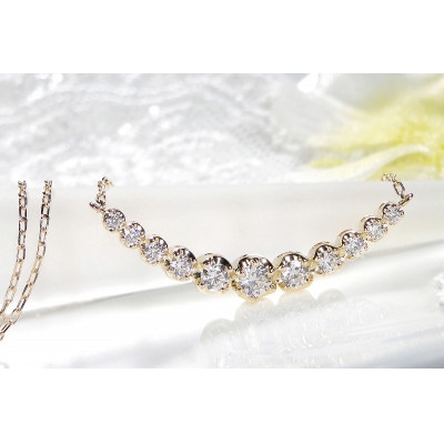 【0.5ct】K18イエローゴールド　ダイヤモンド　ラインネックレス
