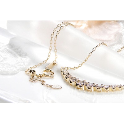 【0.5ct】K18イエローゴールド　ダイヤモンド　ラインネックレス