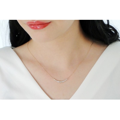 【0.5ct】K18イエローゴールド　ダイヤモンド　ラインネックレス