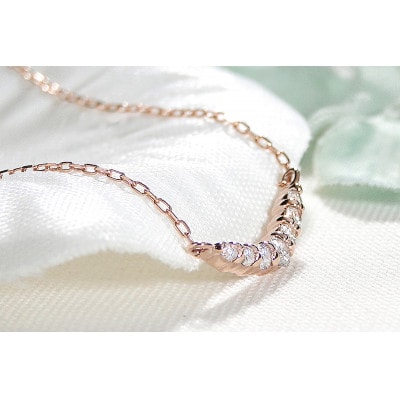 【0.12ct】K18PGグラデーション ダイヤモンド ネックレス