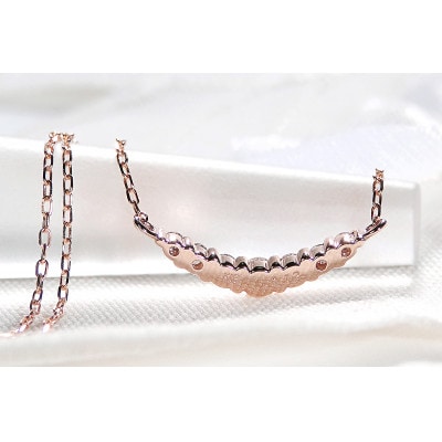 【0.12ct】K18PGグラデーション ダイヤモンド ネックレス